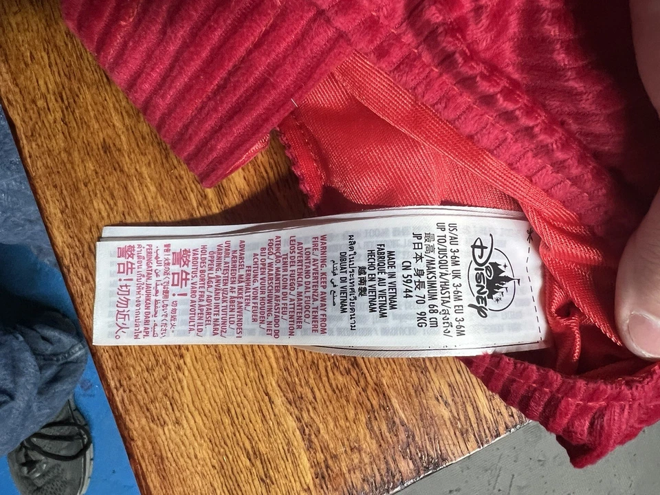 Disney Store Mickey Mouse Plush Costume Bodysuit Infant size 3-6 months - Image 4 of 4