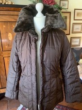 H&M DAMENJACKE MANTEL*FAKEFUR*STEPPJACKE*BRAUN*M*KUNSTPELZKRAGEN*MOLLIG WARM*