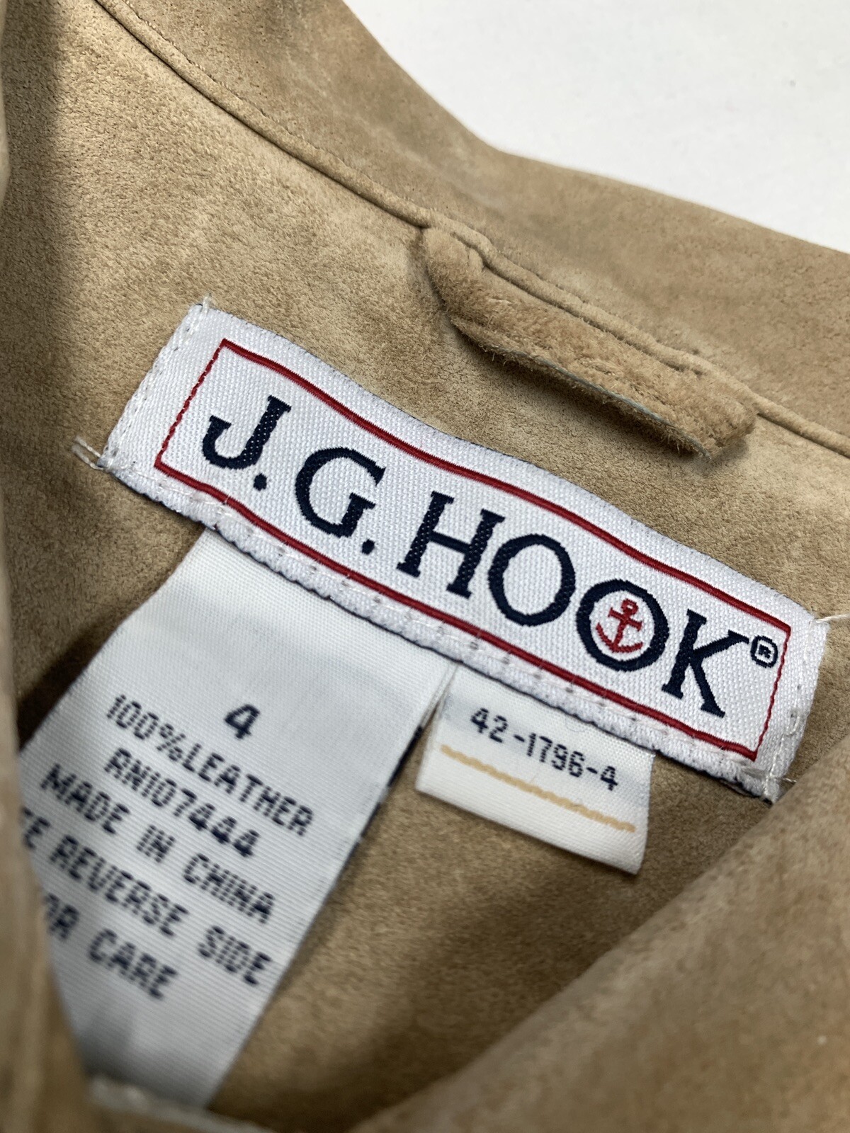 Vintage JG Hook Tan Suede Leather Button Jacket Coat… Gem