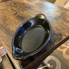 Vtg. Hall Pottery #526 Solid Black Oval Au Gratin Dish, 6.5”x3.5” Made in USA