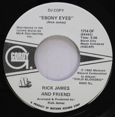 Soul Promo Nm! 45 Rick James And Friend - Ebony Eyes / Ebony Eyes On Gordy