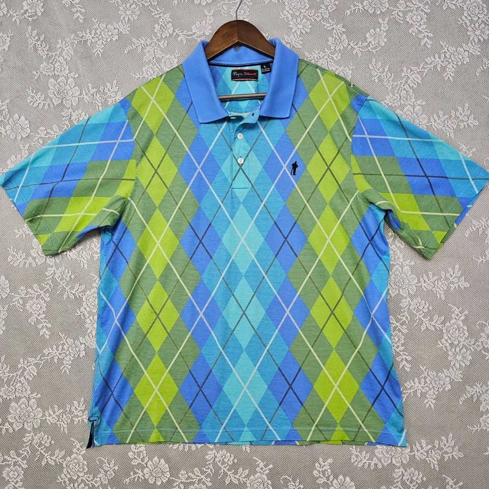 Camisa polo de golf Payne Stewart para hombre grande estampado argyle manga corta informal preppy Foto 3 de 4