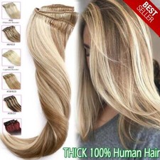 US Real Thick Clip in Hair Extensions For Human Full Head Hairpiece Double Weft