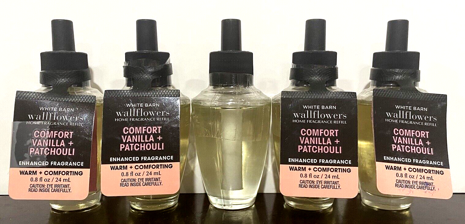 Bath Body Works Lot of 5 COMFORT VANILLA PATCHOULI Wallflower Refill Bulbs