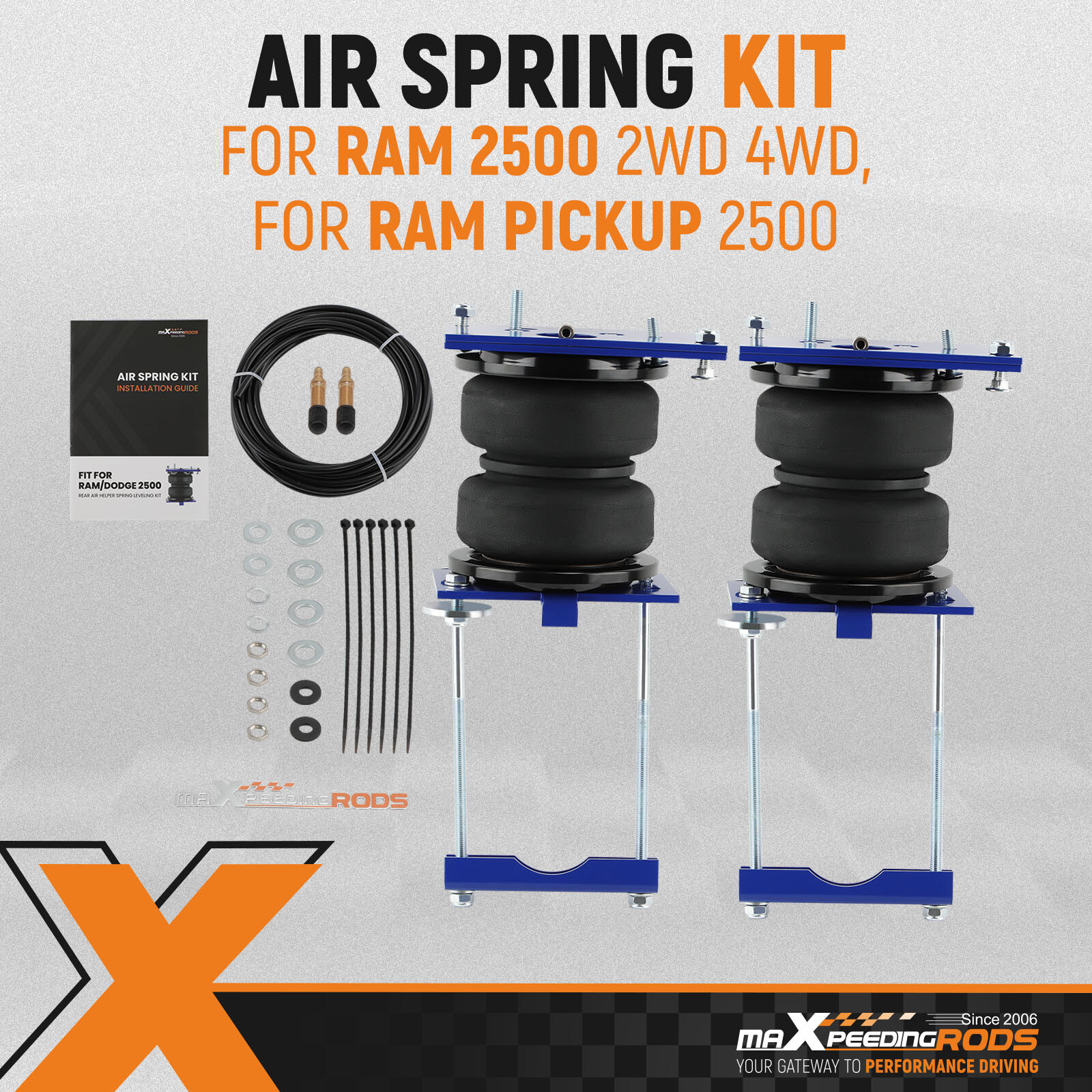 Air Spring Bag Kit Rear For Dodge Ram 2500 RWD 4 Wheel Drive 2014 - 2023