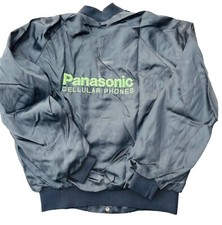 Vtg Panasonic Cellular Phone Satin Bomber Jacket Men's L Taylor Made USA 80s 90s
