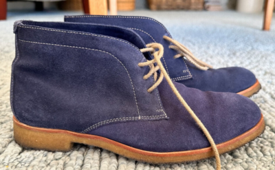 JOHNSTON & MURPHY Shoe LACE-UP Blue Suede Ankle Boots SZ 8.5  display picture 1