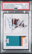 2021 National Treasures Jaylen Waddle Crossover Rookie Patch Auto #/99 PSA 8/10