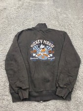 Vtg Walt Disney World Sweater Adult Large Gray Fleece Embroidered Mickey Mouse