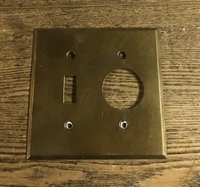 Vintage Brass Toggle Switch And Electrical Plug Plate