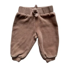 Quincy Mae Baby Girl Size 0-3 Months Brown Relaxed Velour Organic Cotton Bottoms