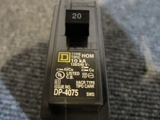 Square D HOM 10KA 20A Single Pole  120/240v Circuit breaker DP-4075