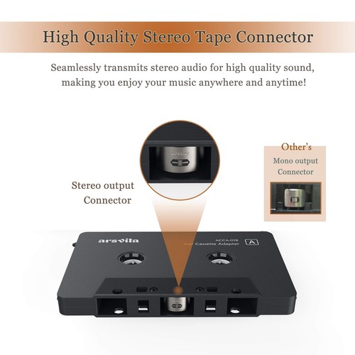 Car Audio Cassette to Aux Adapter, 3.5 MM Auxillary Cable Tape Adapter - Photo 4 sur 7
