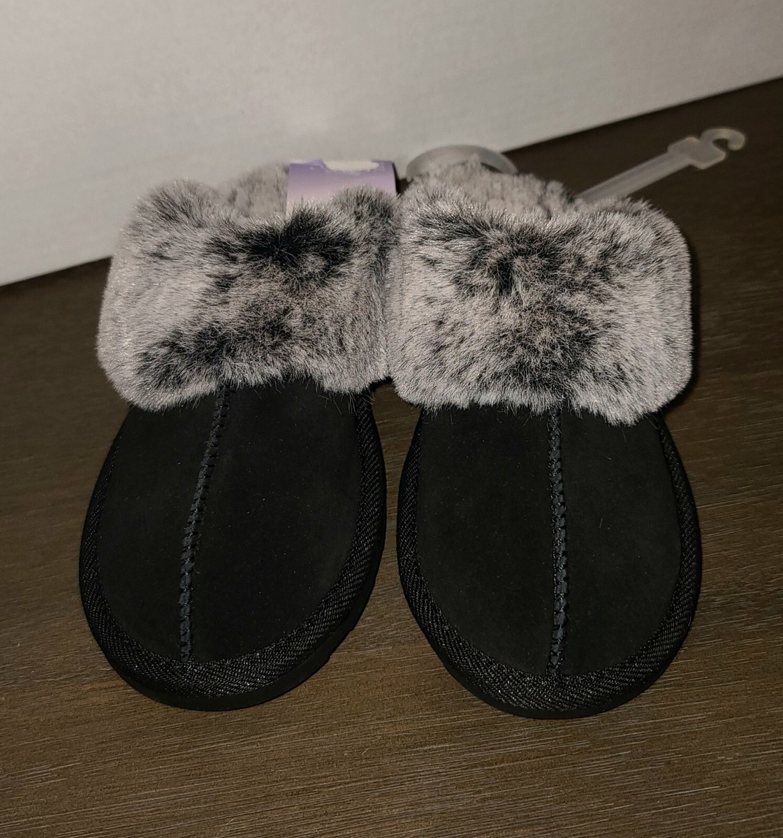 NEW WOMENS STARS ABOVE BLACK SUEDE CHANDRA SLIPPERS SIZE