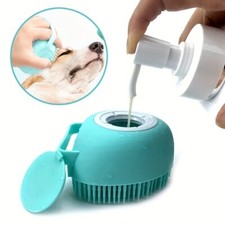 Dog Cat Bath Brush Comb Silicone Cleaning Brush Soft Shampoo Dispenser
