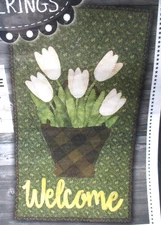 Primitive Gatherings Wool Applique Pattern - Spring Welcome Banner - 11 x 21"