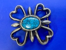 Faux Turquoise in Native American Sand Cast Style Belt Buckle