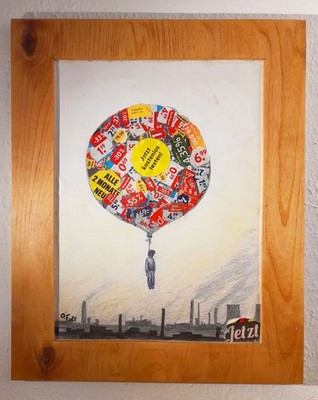 Collage ''Cheap Wins'',Bleistift/Papier/Holz,original,unikat,Oli Eisenzeit