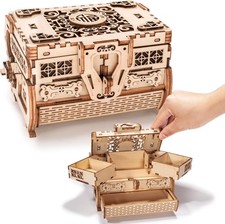 3D Wooden Puzzles for Adults, Treasure Box, DIY Mechanical Model Kits for Adults