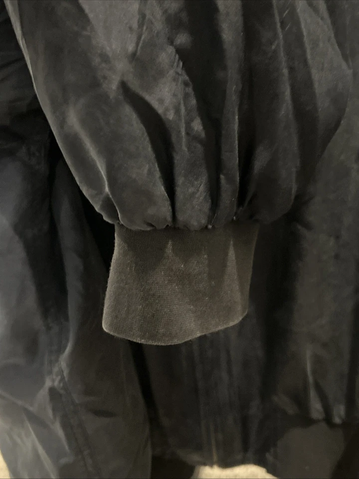 Chaqueta de seda UOMO para hombre XL negra bombardero cremallera completa ligera vintage retro años 90 Foto 4 de 4