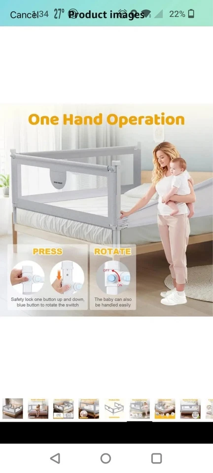 Omzer Bed Rails for Toddlers-3 Sides Safety Baby Bed Rail Guard For Queen Beds - Image 4 of 4
