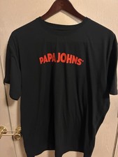 Papa Johns Men’s T-Shirt Black With Red Logo Size 2XL XXL