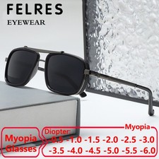 Metal Frame Tinted Myopia Nearsighted Glasses Men Women Outdoor Shade Sunglasses