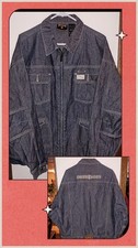 Vintage Rocawear Mens Denim Spellout Jean Jacket Hop Hop Street Wear Sz XL