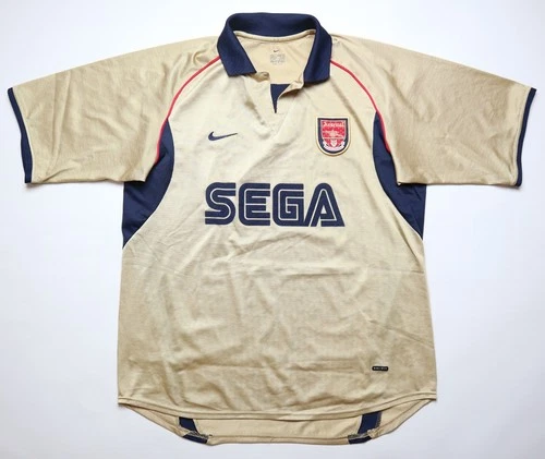 ARSENAL 2001/2002 AWAY FOOTBALL SHIRT KIT JERSEY SEGA GOLD NIKE MEN SIZE L LARGE