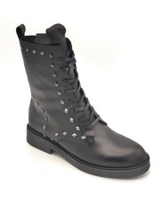 Elvio Zanon EA0202 stivaletto pelle nero borchie cerniera tacco T 4cm