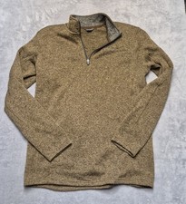Eddie Bauer Men's Brown Knit 1/4 Zip Mock Neck Pullover Sweater Long Sleeve TL