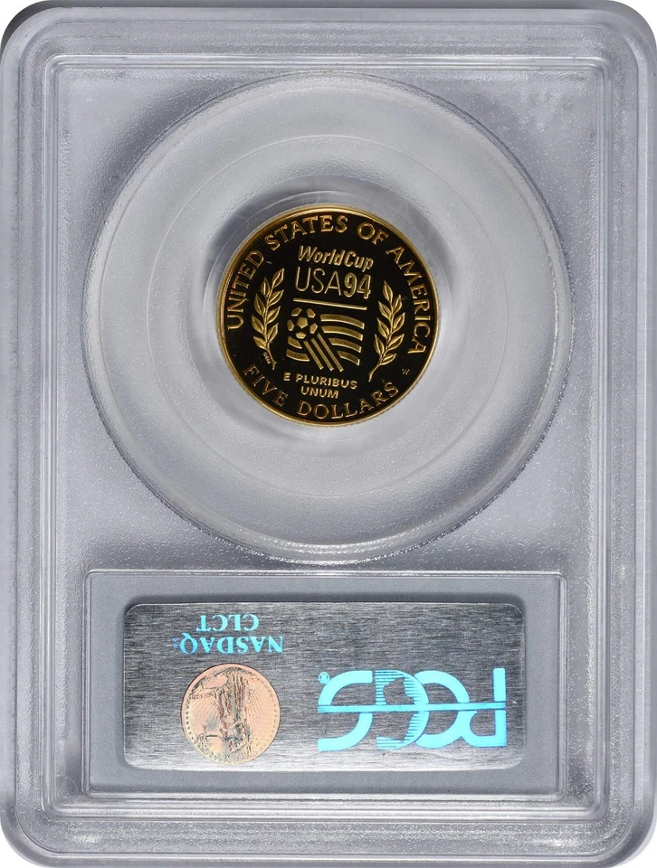 1994-W World Cup $5 Gold Five Dollar Proof Commemorative PR69DCAM PCGS - Image 2 of 2