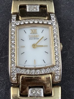 Citizen Eco-Drive Ladies Dial & Band Diamond Accent Gold Tone Quartz Watch