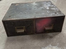 Vintage Industrial Two Drawer Steel Tool Filing Cabinet
