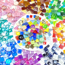 Glass Mosaic Tiles Crafts: 150 Pieces Pre-Cut Waterproof Crystal for Decor Outdo