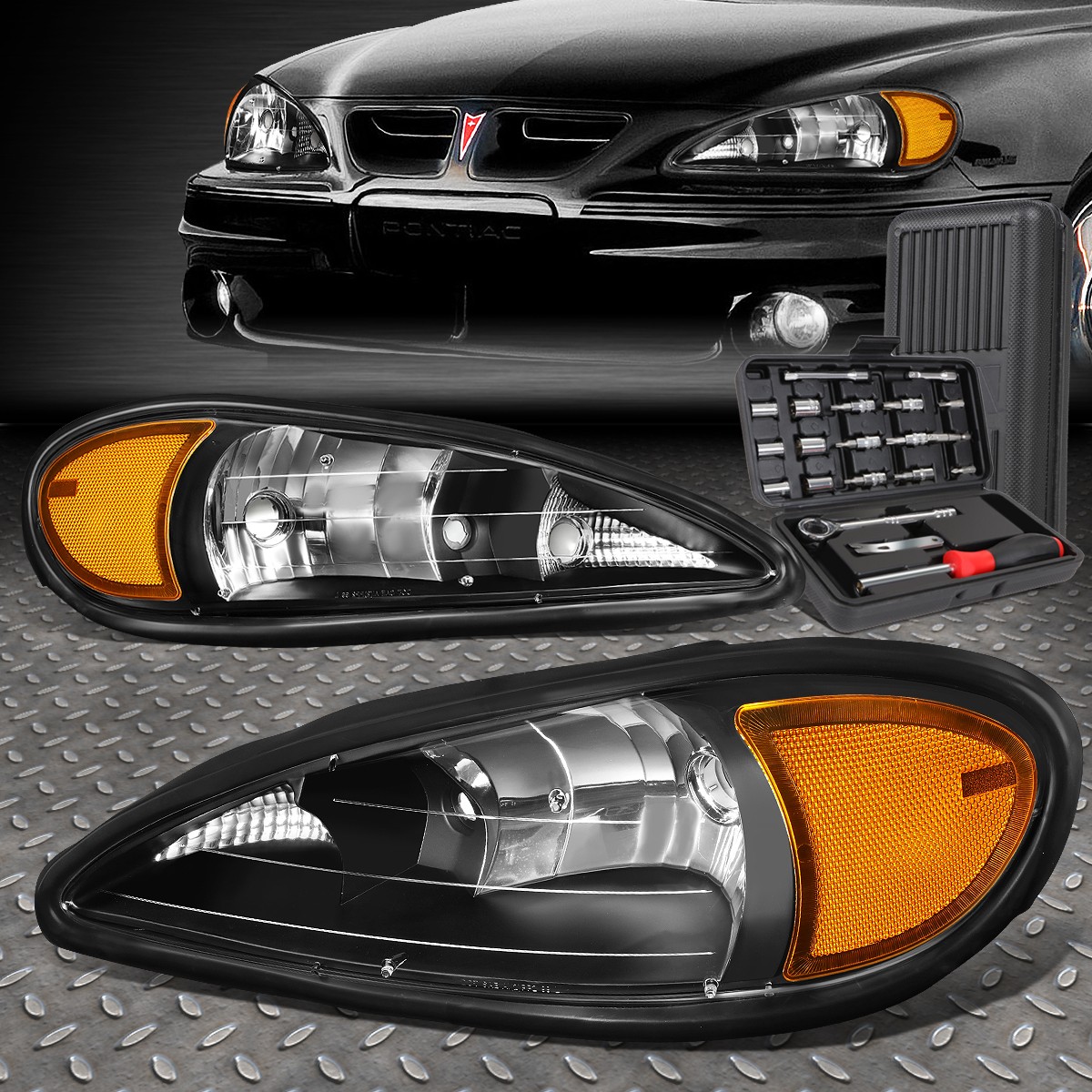 grambman FOR 99-05 PONTIAC GRAND AM BLACK HOUSING AMBER CORNER