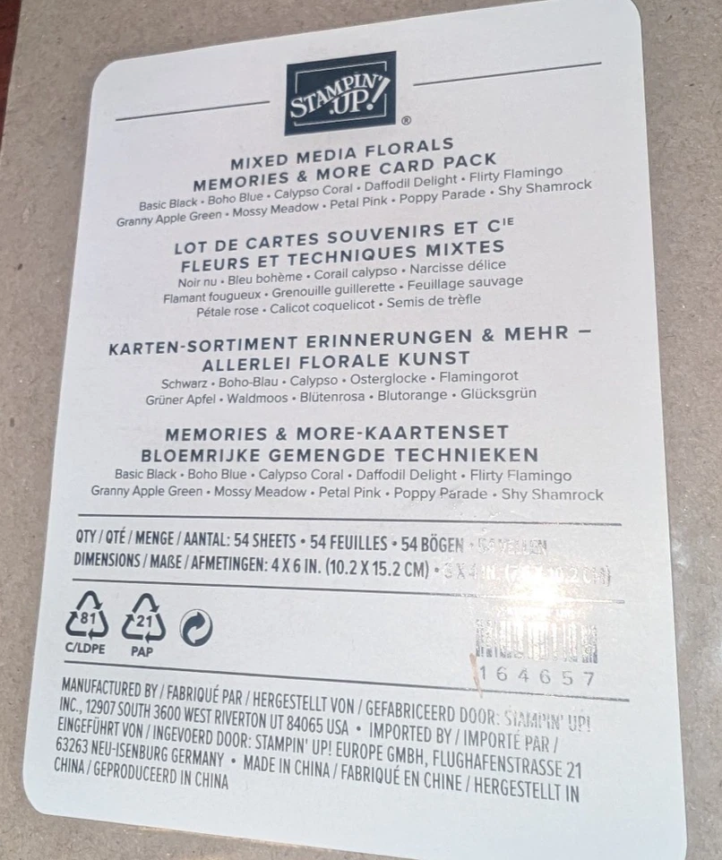 Stampin Up Mixed Media Florals Memories & More Card Pack NEW! #164657 - Image 2 of 2