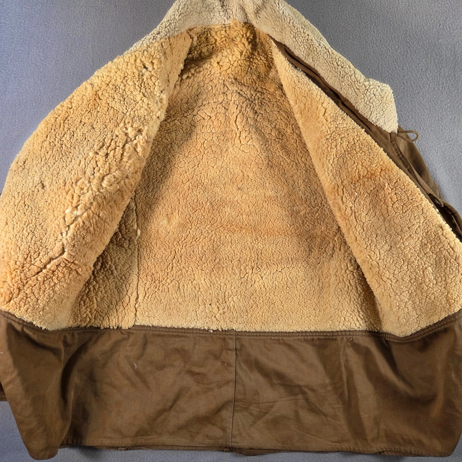 Vintage Barnstormer Coat Mens Large Brown Moleskin Shearling Lined Leather Trim - product detail image 7