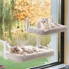 Mewoo 2-Pack Cat Window Perch - Cordless Hammock with Steel Frame & Suction Cups