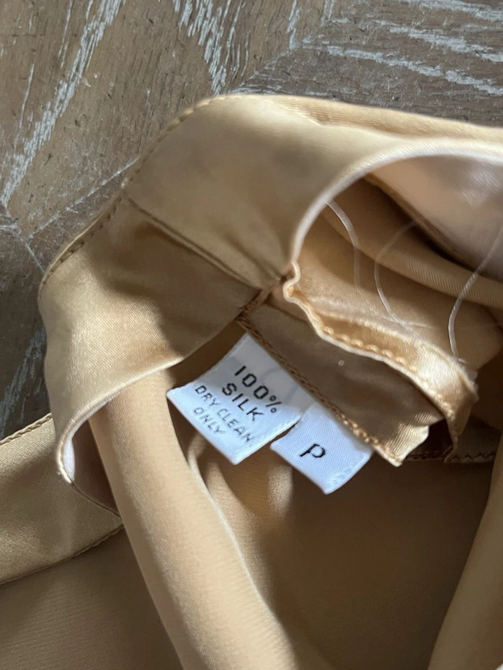 Настоящее винтажное шелковое платье Ronaldus Shamask Couture Moss золотистое маленькое - Изображение 3 из 4