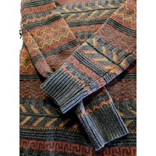 Pink Rose Open Knit Pullover Sweater Size Medium Lightweight Brown Crew Neck