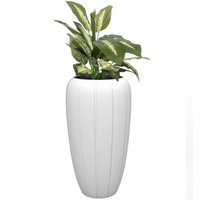 Blumentopf BlumenüBertopf Mit Einsatz Farbe Weiß Runde 40 Cm H 75 Cm Rille Matt