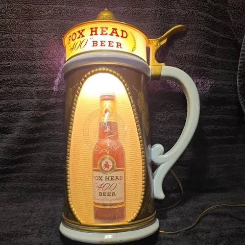 VINTAGE RARE FOX HEAD WAUKESHA WISCONSIN "400" LIGHTED BEER SIGN