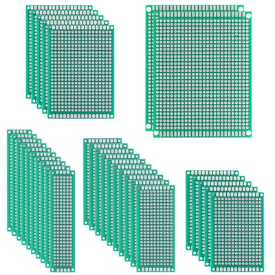 32 Pcs PCB Board, Green Circuit Board with 5 Sizes Compatible, Double Sided PCB