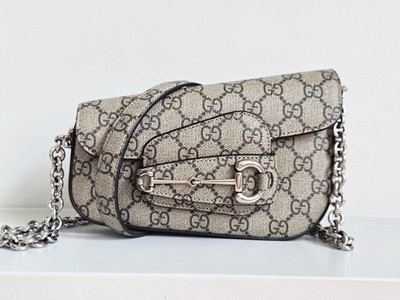 Gucci Mini Horsebit 1955 Asymmetric GG Shoulder Bag