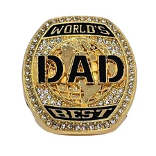 Champions Club Dad Ring Gold Crystals American Flag Men's Jewelry Gift Birthday