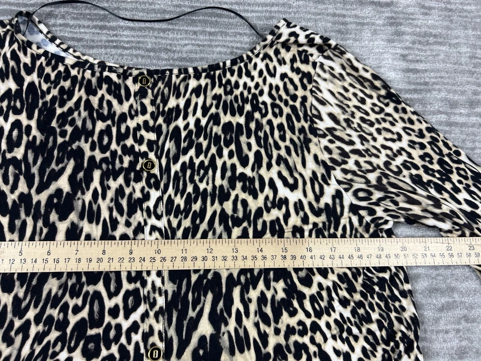 Top de mujer con cable y calibre XL marrón leopardo manga 3/4 mezcla de viscosa informal Foto 4 de 4