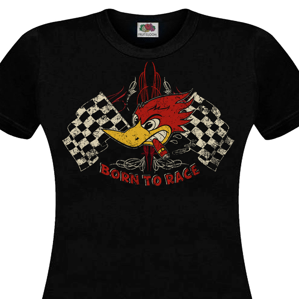 T-Shirt Femme BORN TO RACE Hot Rod Muscle Car Café Racer Chopper