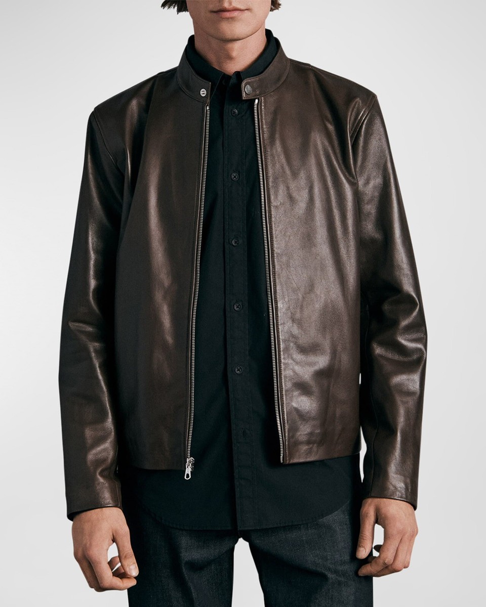 New Rag Bone Archie Racer 100% Lamb Leather Jacket Size XL Brown