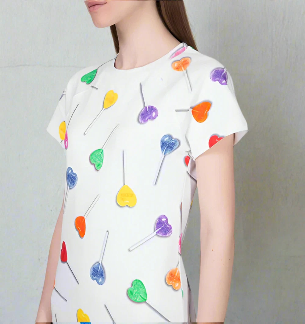 Love Moschino TShirt Mini Abito Lecca Lecca 2 Bianco Manica Corta Cotone (IT38)